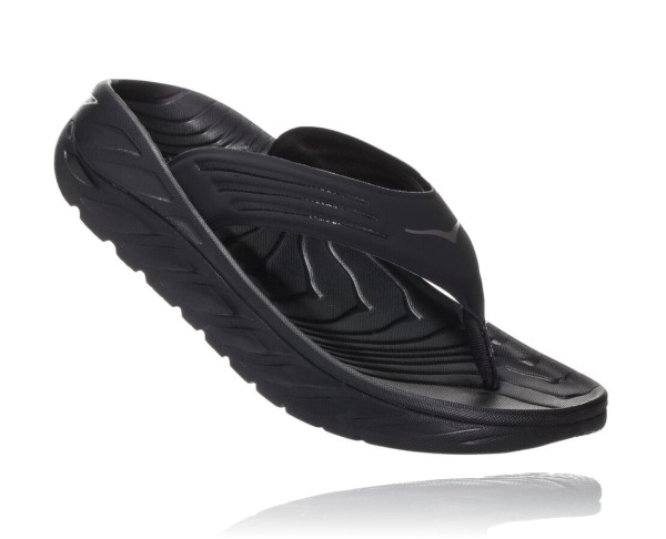 Hoka One One ORA Recovery Flip Mens UK - Black / Grey Recovery Flip Flops - VYQDU1307